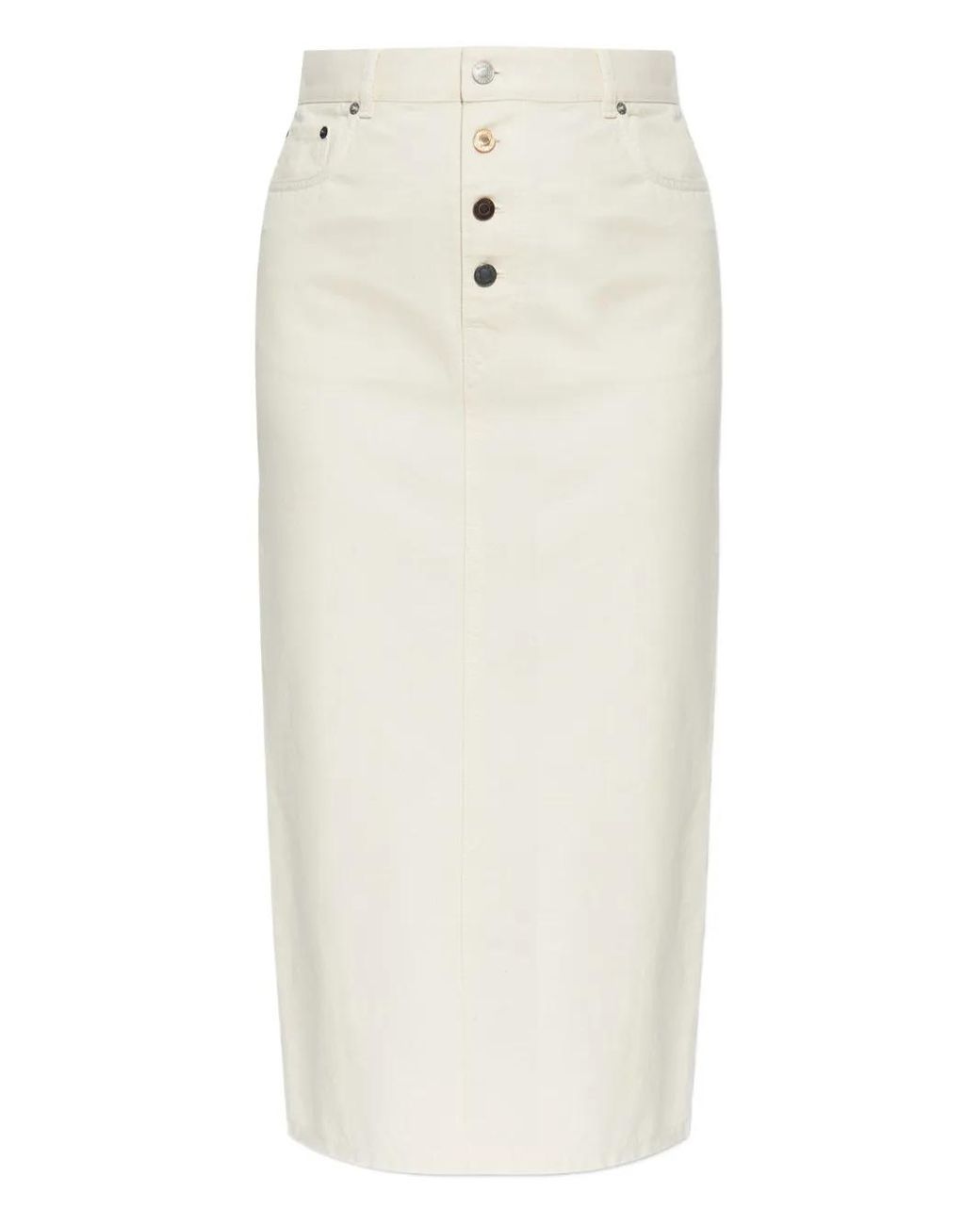 Moschino White Button-Fastening Denim Skirt