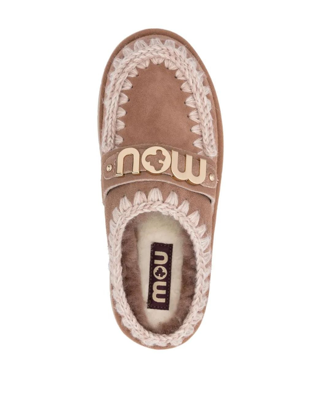 Mou Brown Logo-Appliqué Suede Mules