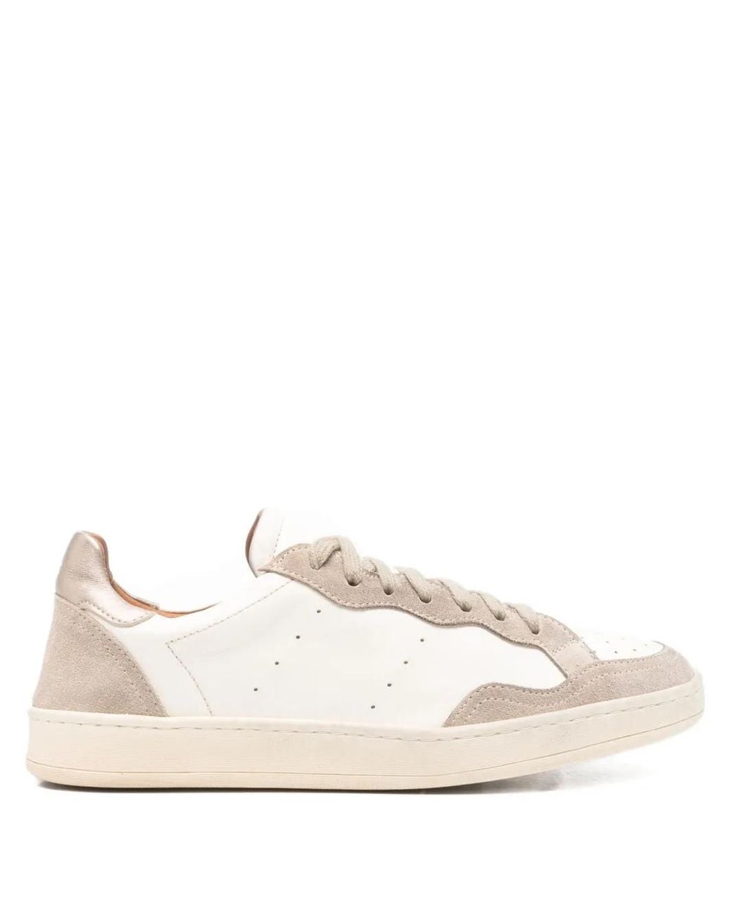 Elia Maurizi Natural Gilda Leather-Panel Sneakers