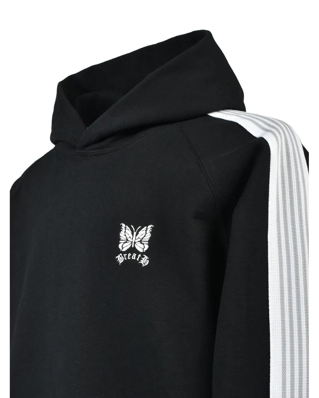 BREATH Black Logo-Embroidered Side-Stripe Hoodie for men