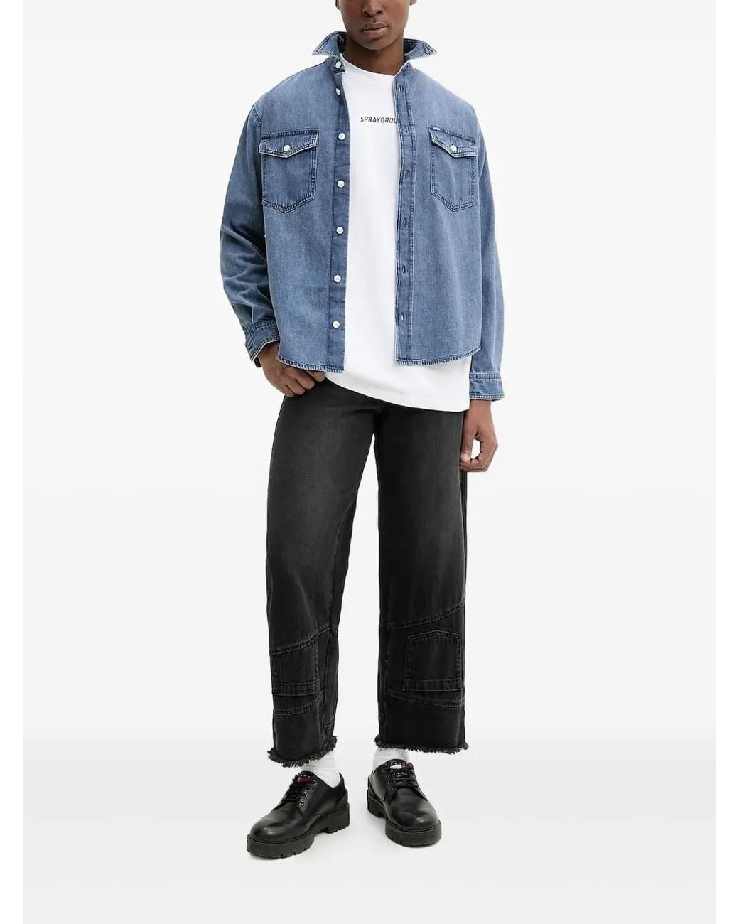 Desigual Blue Frayed-Hem Jeans for men