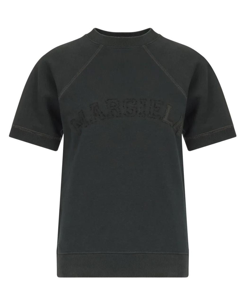 Maison Margiela Black Sweat En Coton À Logo Imprimé