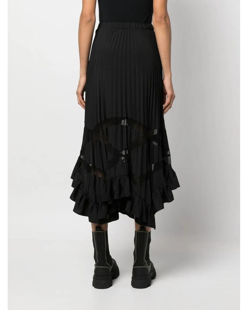 Claudie Pierlot Black Asymmetrical Pleated Skirt