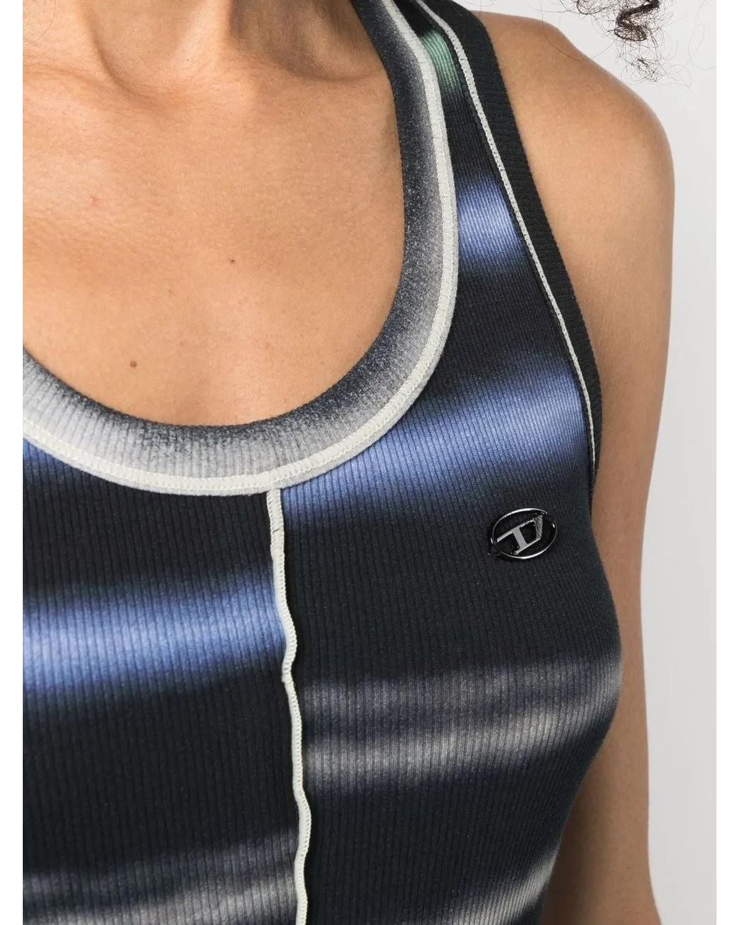 DIESEL Blue T-Ankycut Striped Vest Top