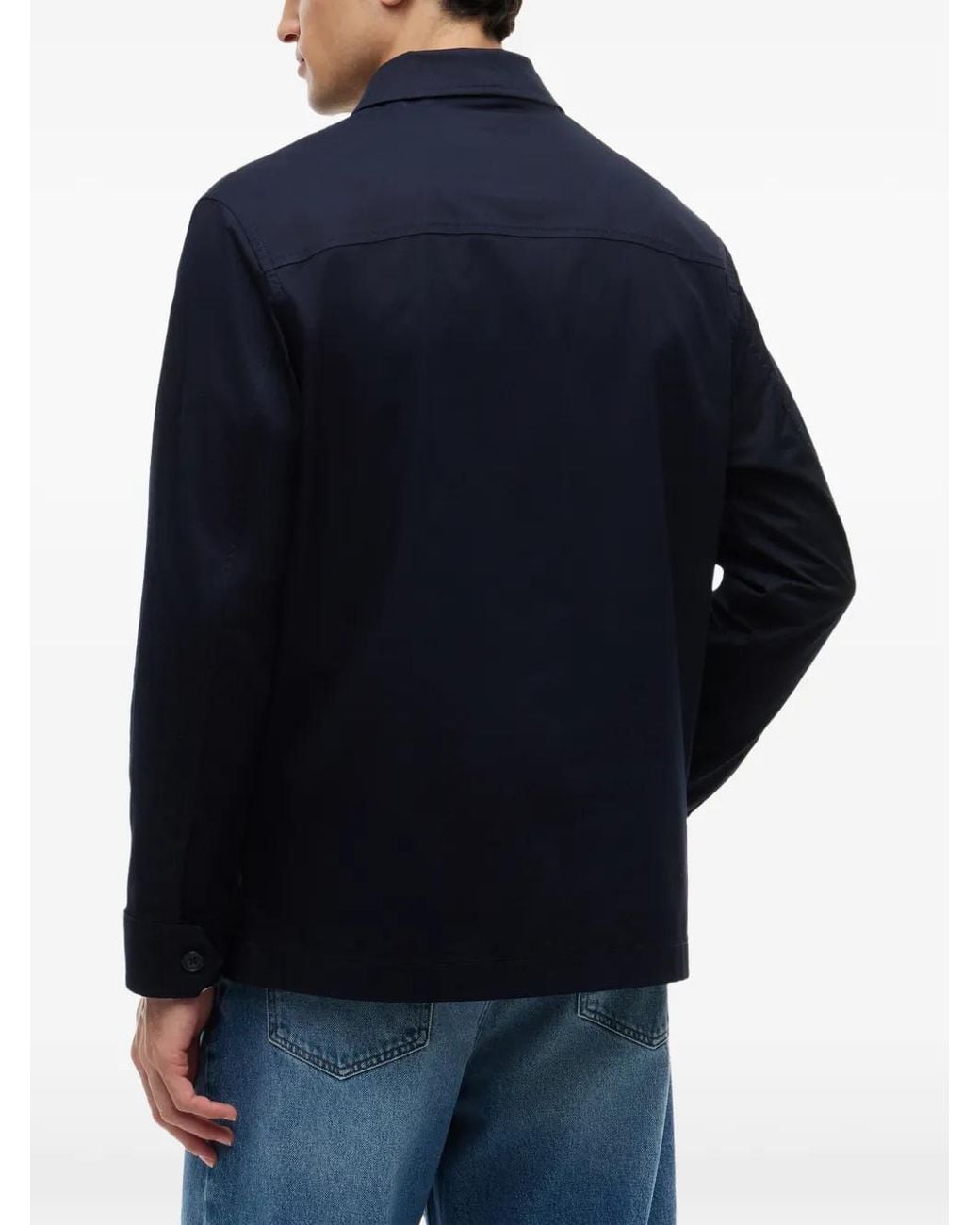 Tommy Hilfiger Blue Logo-Patch Button-Up Jacket for men