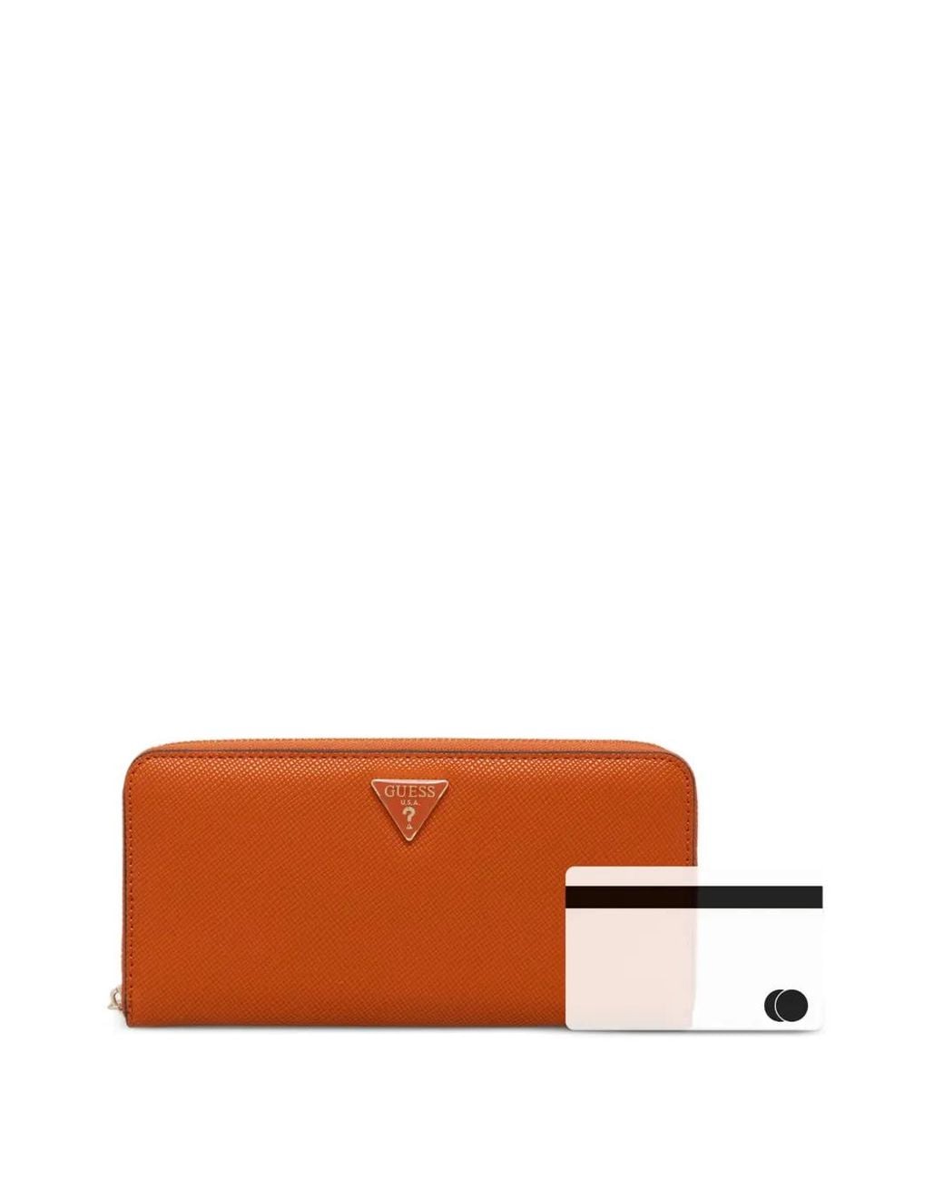 Guess Orange Logo-Plaque Saffiano-Effect Wallet