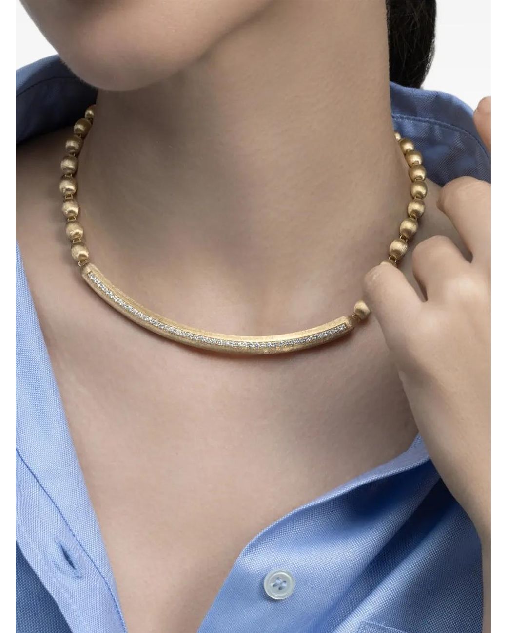 Nanis Metallic Elite Boules Diamond Bar Necklace