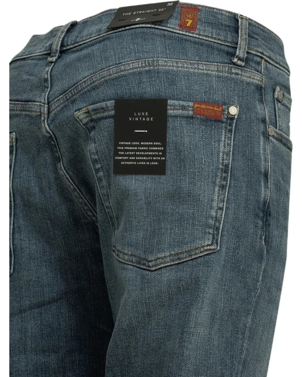 7 For All Mankind Blue Straight-Leg Jeans for men