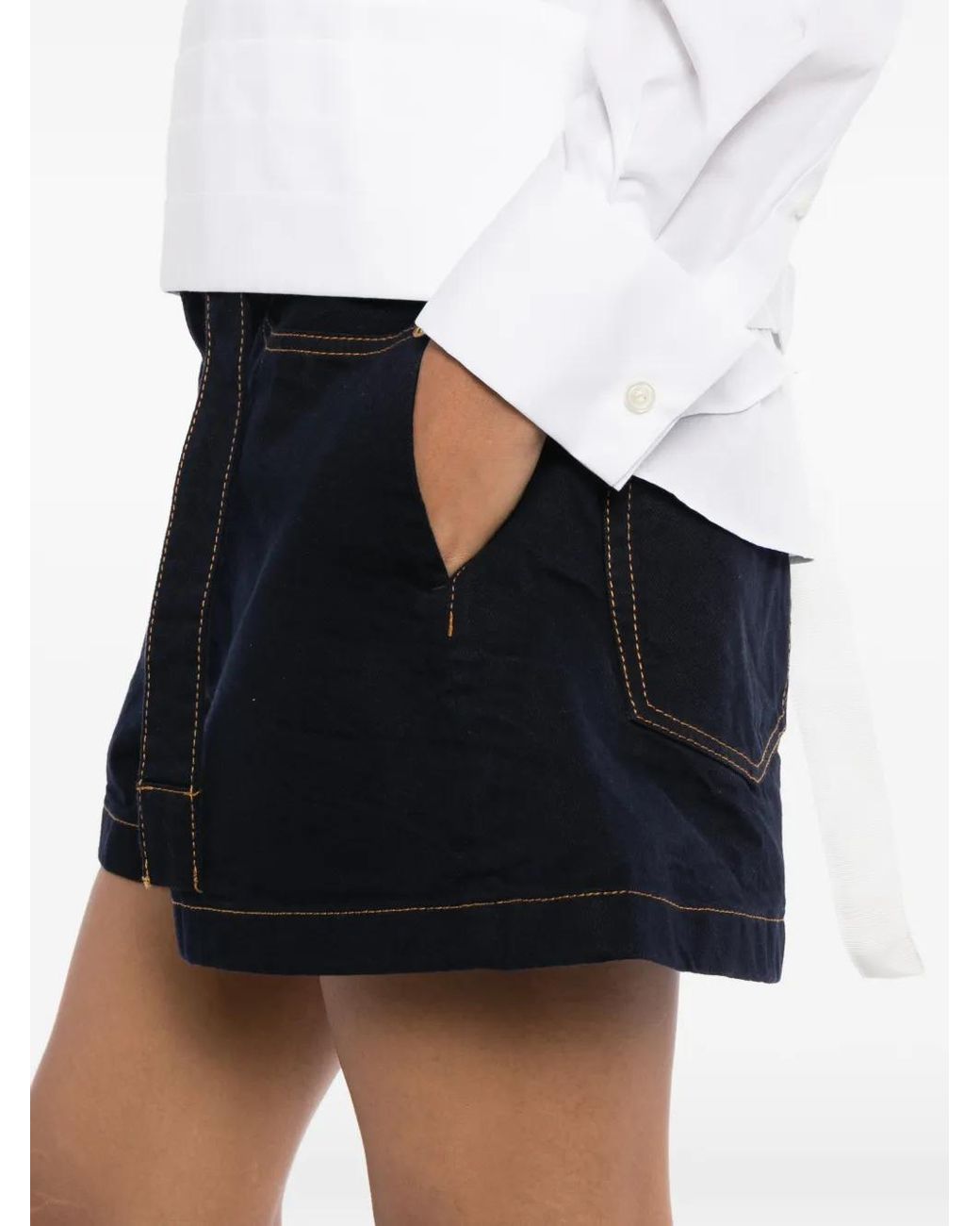 Sacai Black Contrast-Stitch Shorts