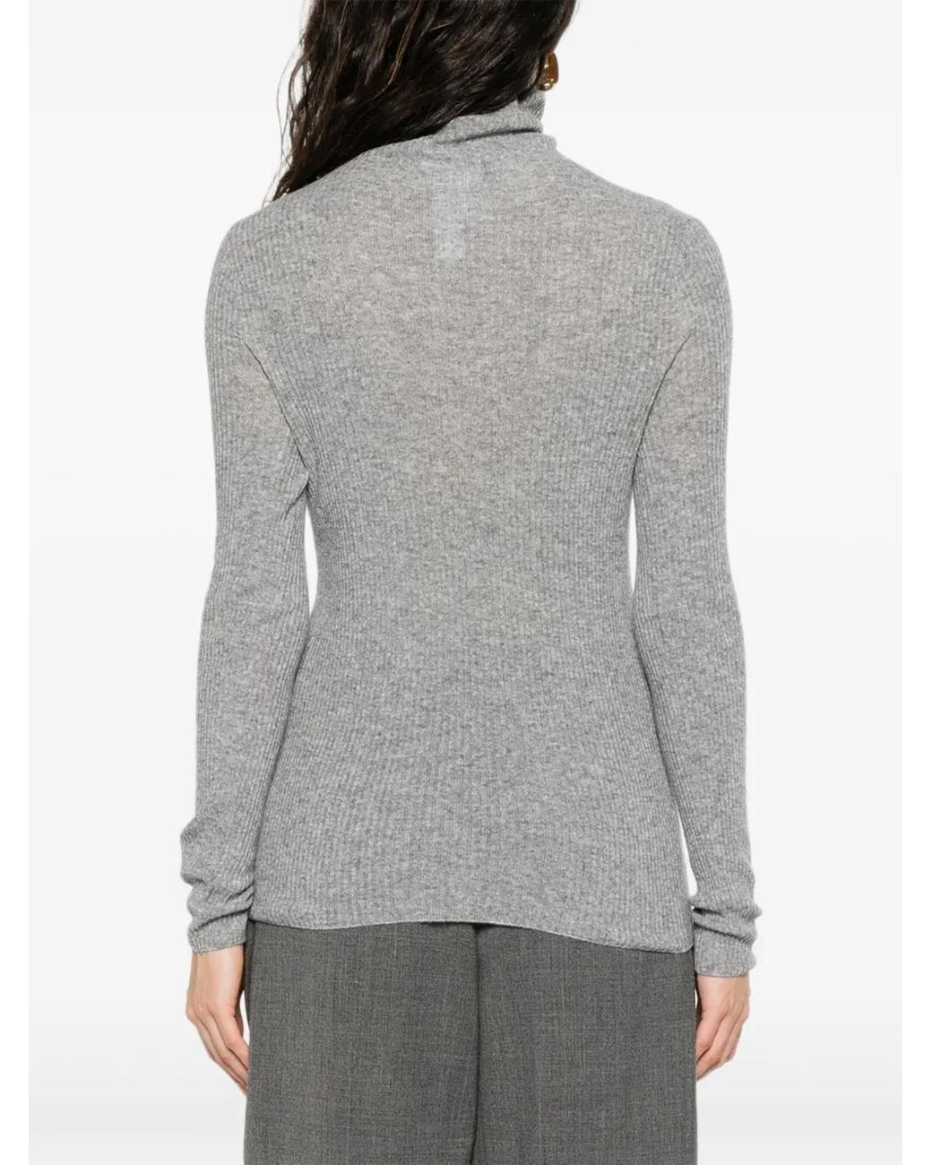 Fabiana Filippi Gray Ribbed Turtleneck Sweater