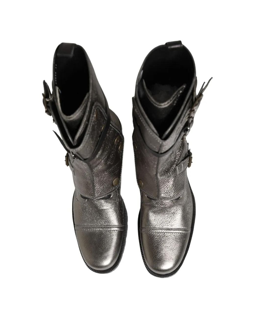 Dolce & Gabbana Gray Buckle-Fastening Combat Boots for men