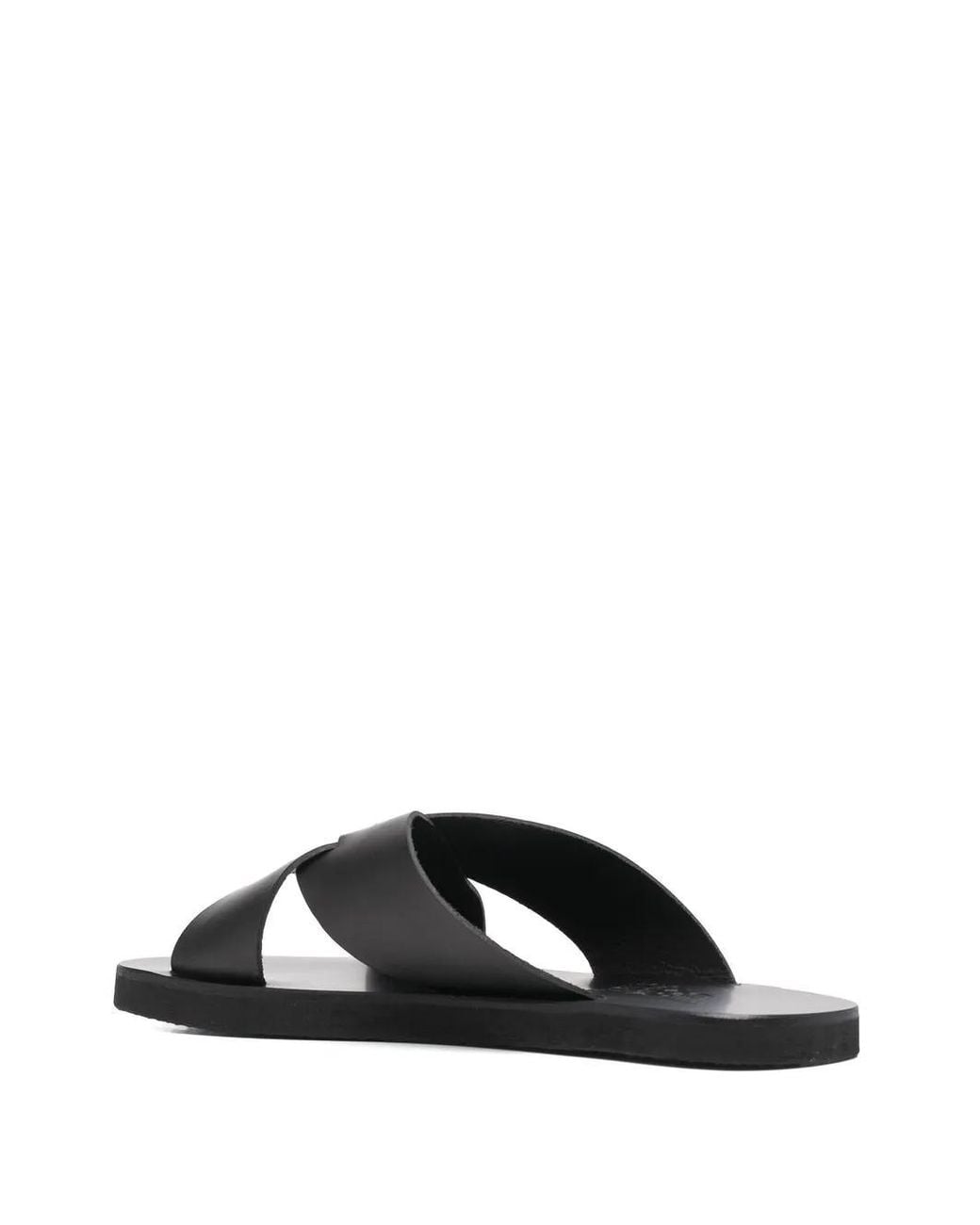 Ancient Greek Sandals Black Bios Cross-Strap Leather Slides for men