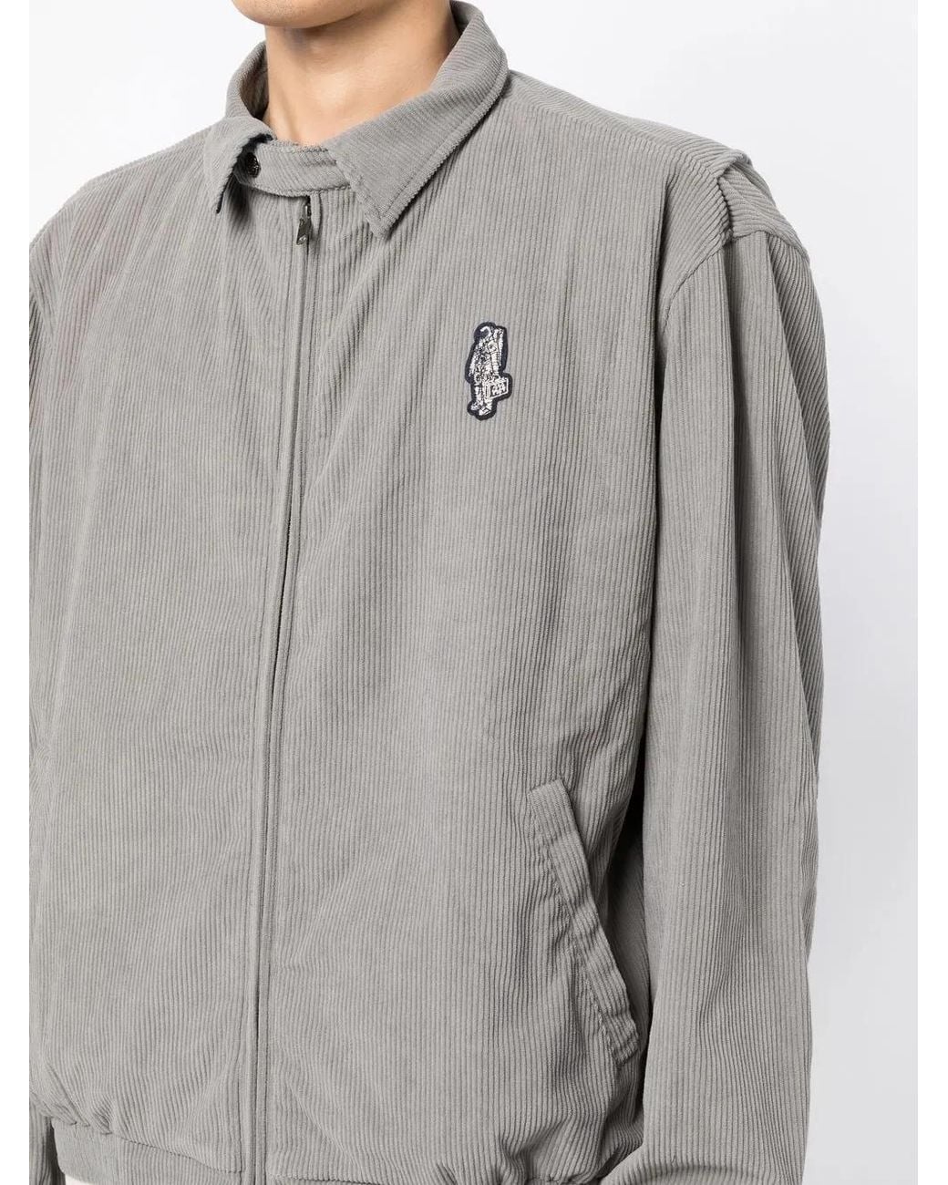 BBCICECREAM Gray Logo-Print Zip-Up Shirt Jacket for men