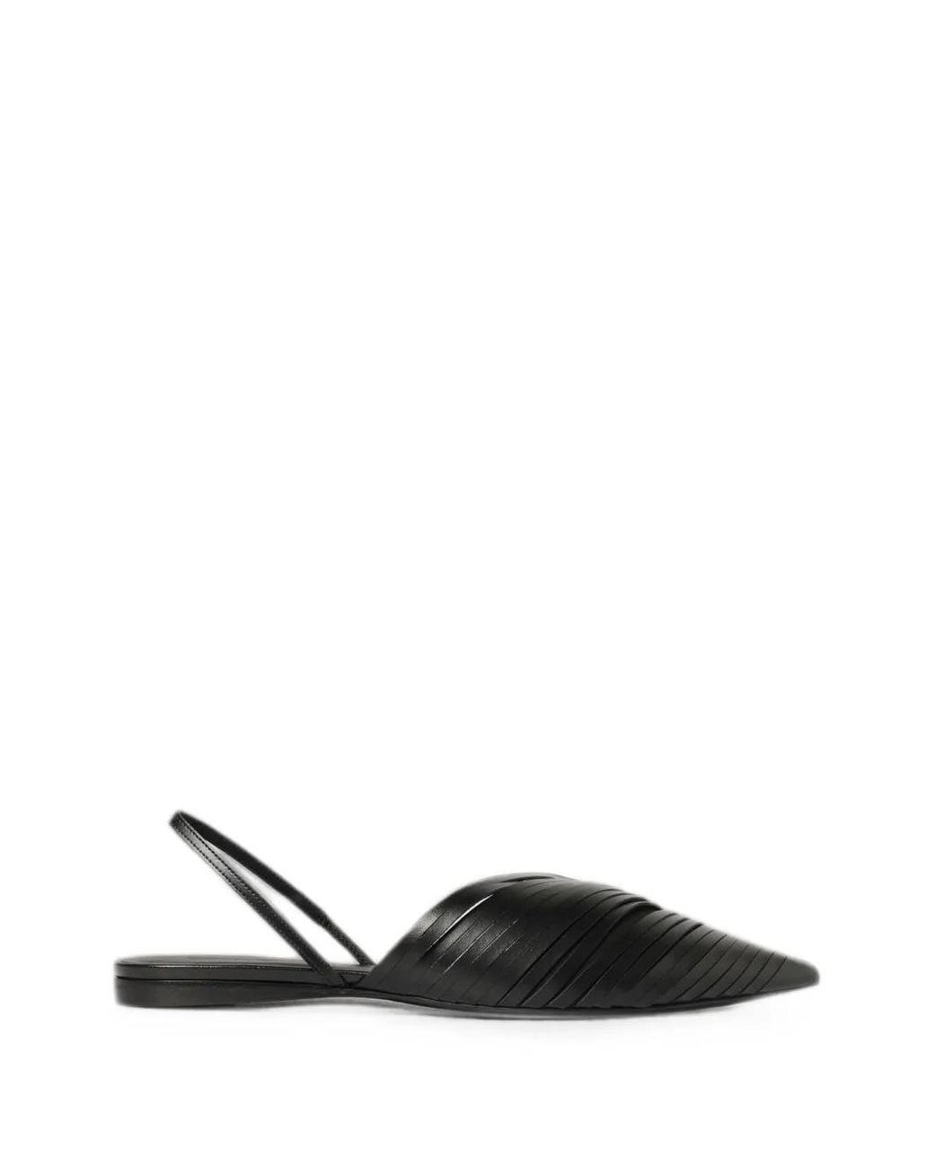 Emporio Armani Black Laser-Cut Slingback Flat Pumps
