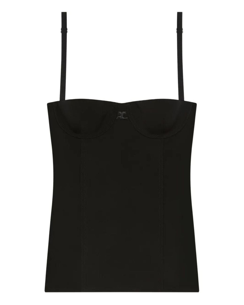 Top Tipo Bustier Con Tirantes Finos Courreges de color Black