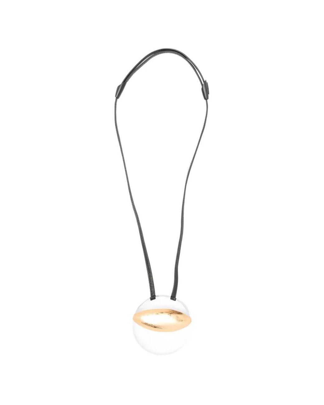 Monies White Circular-Pendant Cord Necklace