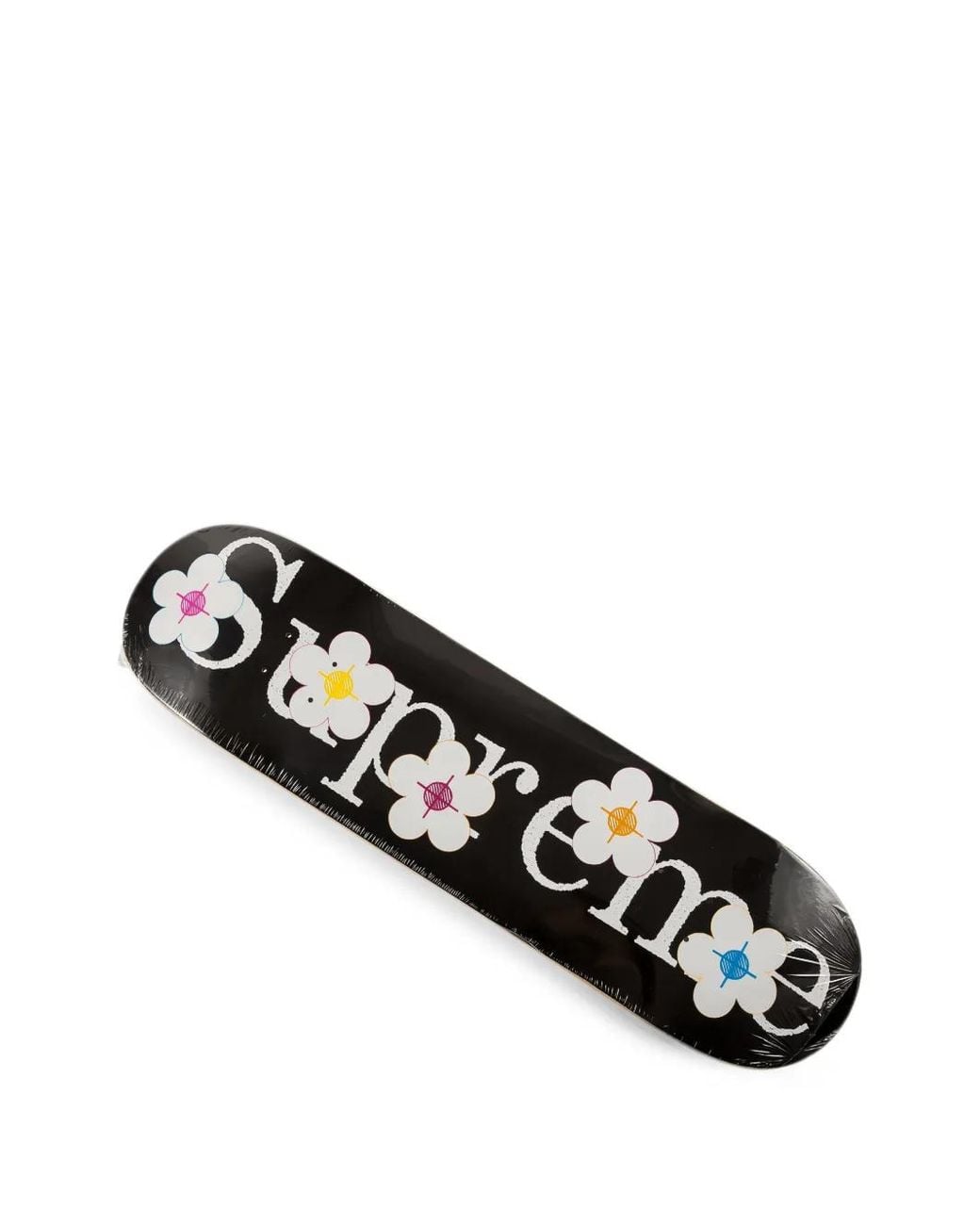 Supreme Black Floral-Print Skateboard