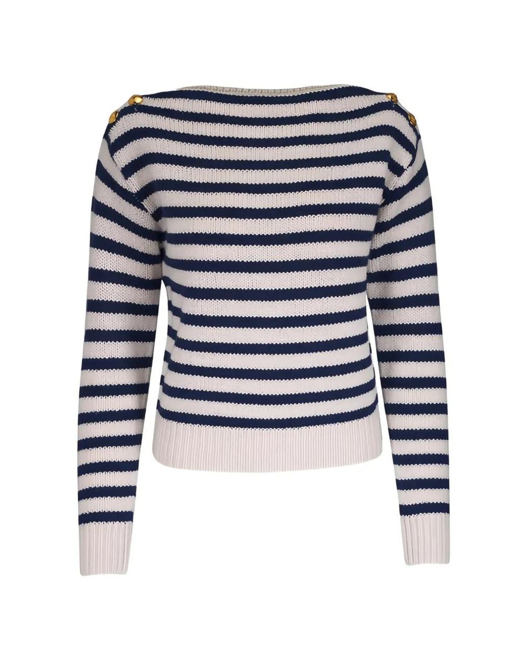 Nili Lotan Blue Tandy Striped Button Sweater