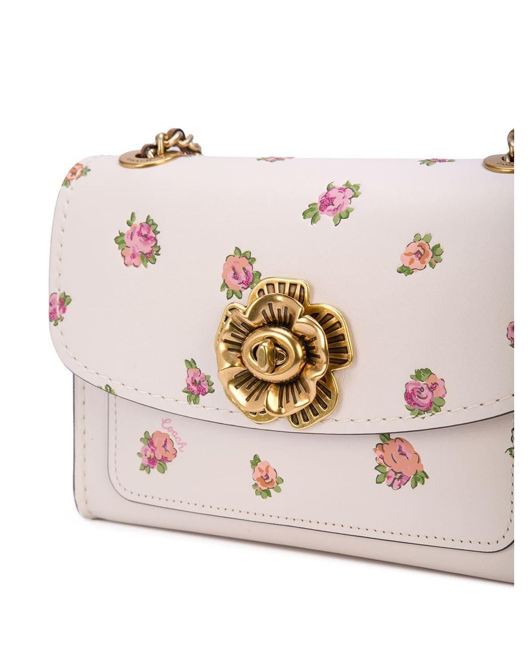 COACH Floral Print Crossbody Bag in White | Lyst
