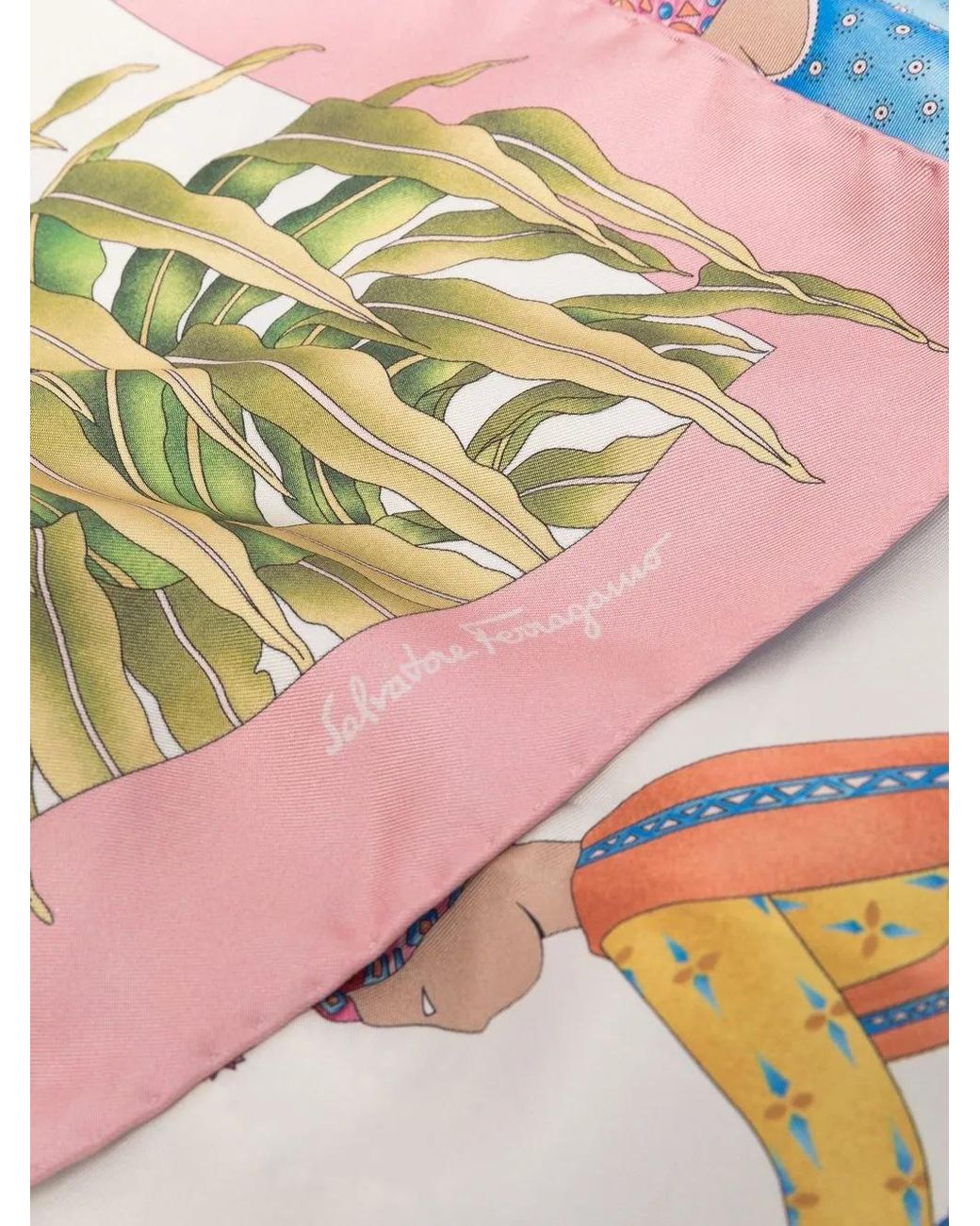Ferragamo Pink India Print Silk Foulard