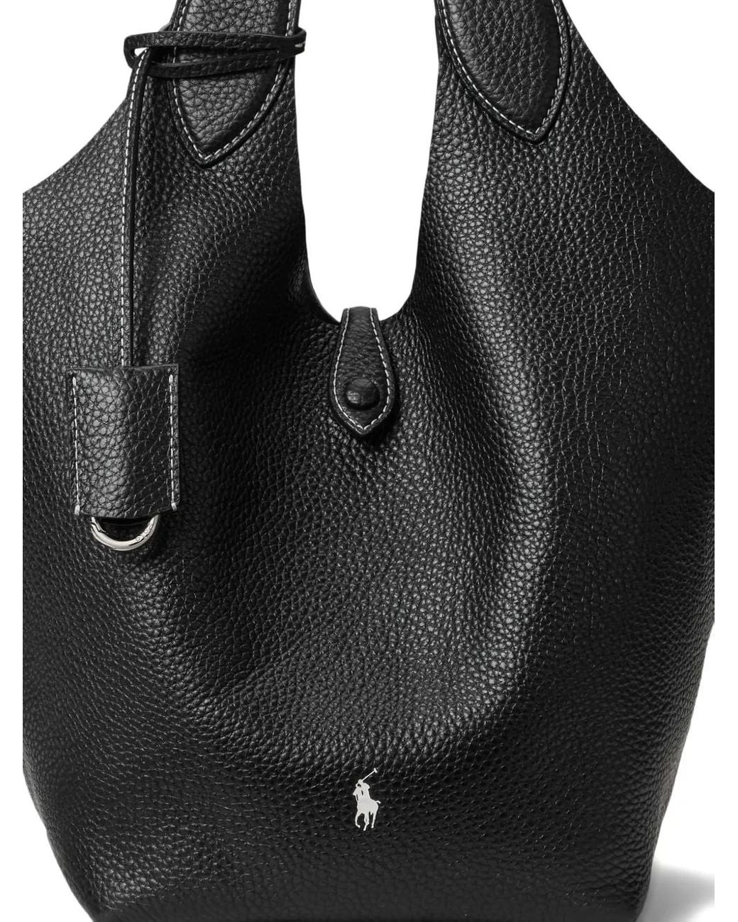 Polo Ralph Lauren Black Polo Play Leather Tote Bag