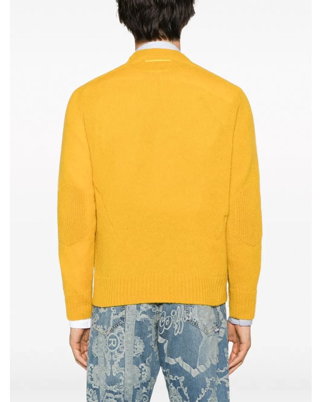 Undercover Yellow Logo-Patch Wool Jumper for men