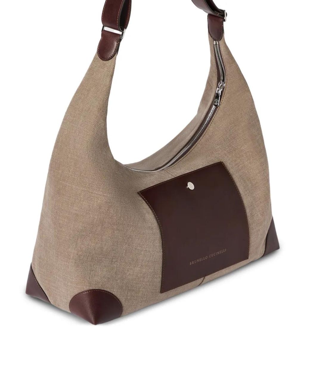 Brunello Cucinelli Brown Water-Resistant Canvas And Burnished Calfskin Messenger Bag for men