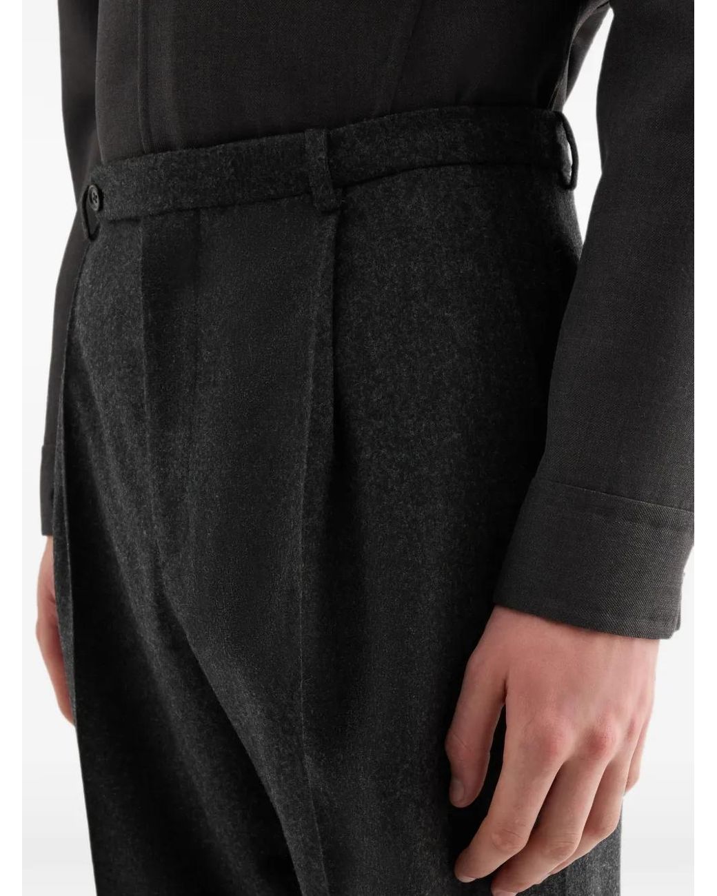 Jil Sander Black Lightweight Wool Flannel Trousers for men