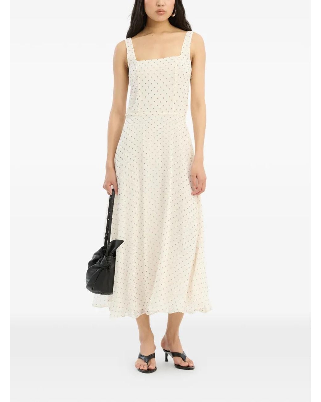 ROTATE BIRGER CHRISTENSEN White Chiffon Flared Midi Dress