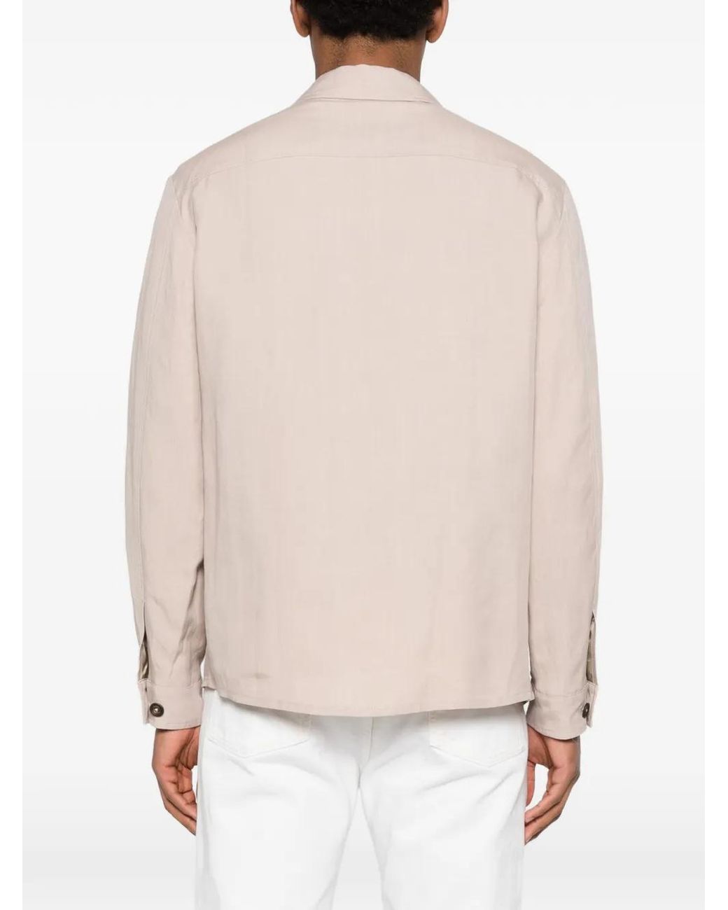 Eleventy Natural Polo-Collar Shirt Jacket for men