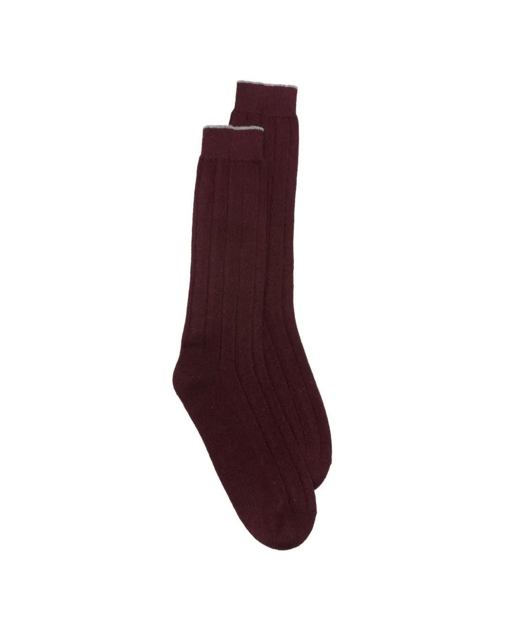 Eleventy Purple Ribbed-Knit Tipped Socks for men