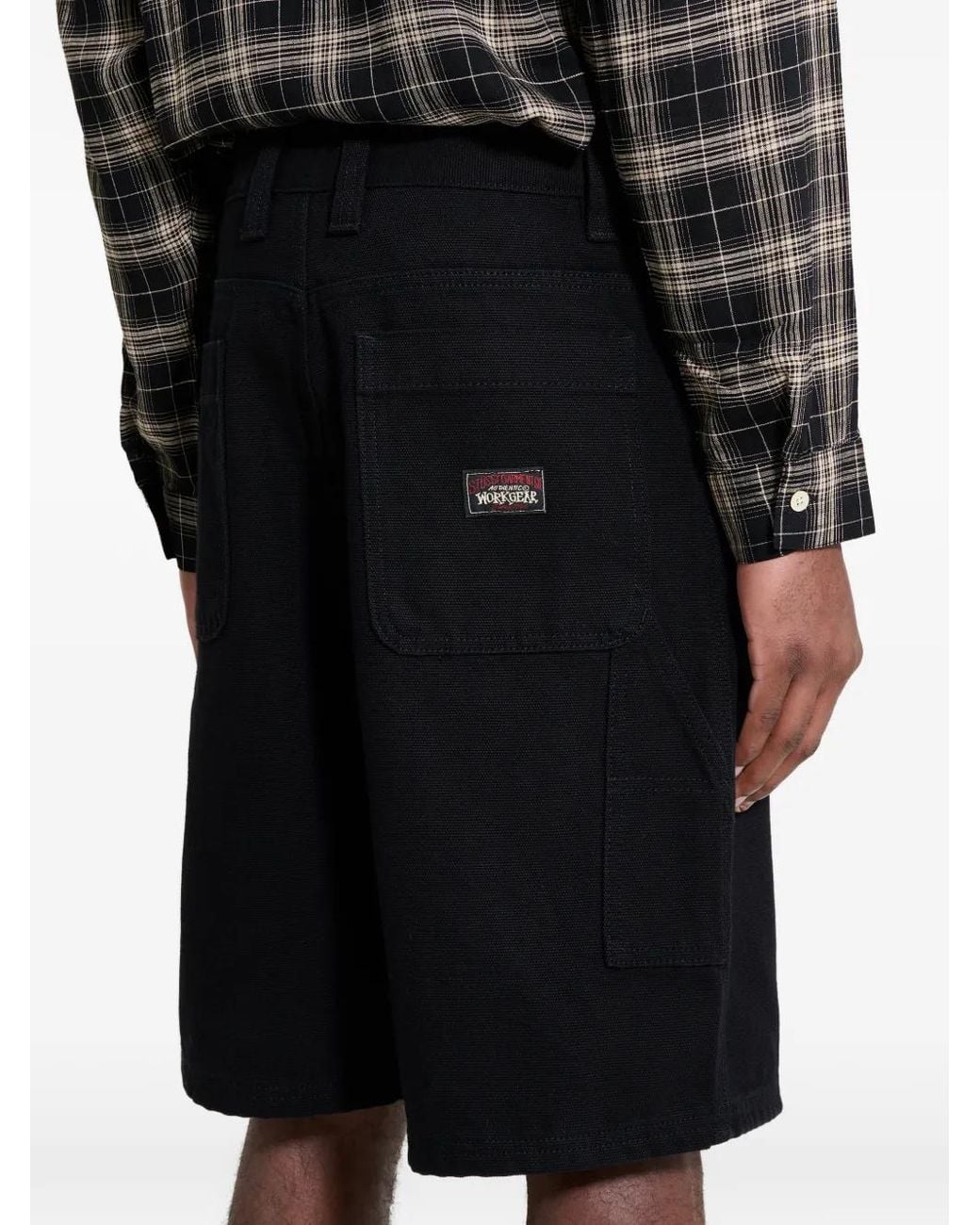 Stussy Black Canvas Work Shorts for men
