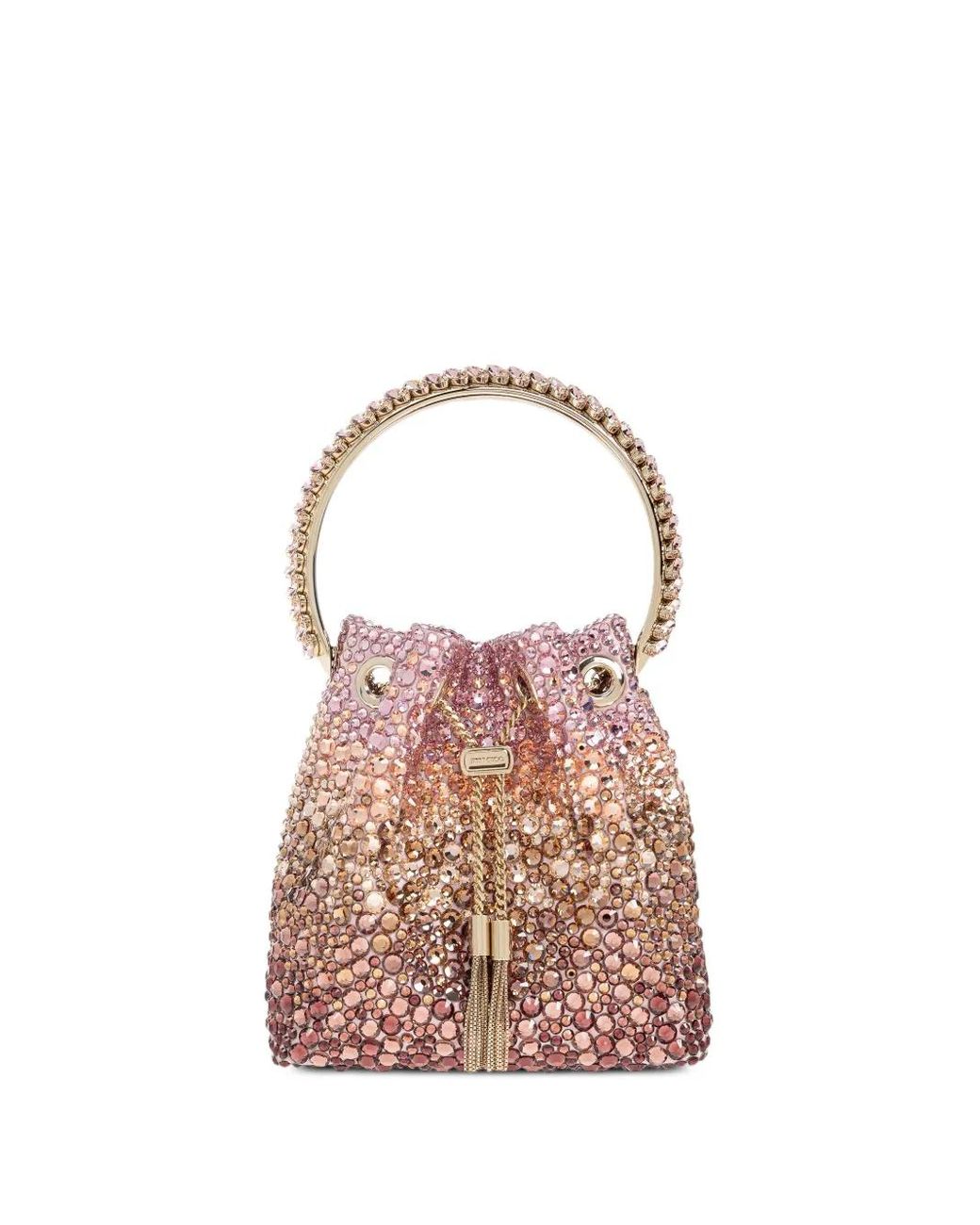 Jimmy Choo Pink Bon Bon Crystal Bucket Bag