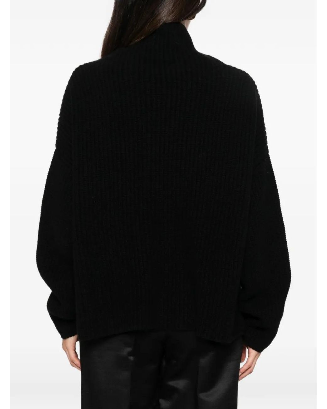 Liviana Conti Black Ribbed-Knit Roll-Neck Sweater