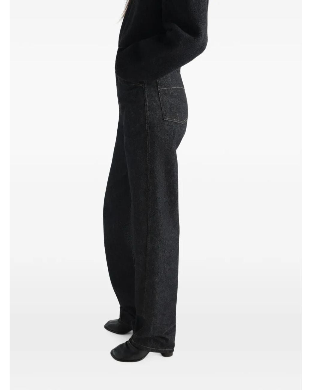 Lemaire Black Five Pockets Twisted Denim Trousers
