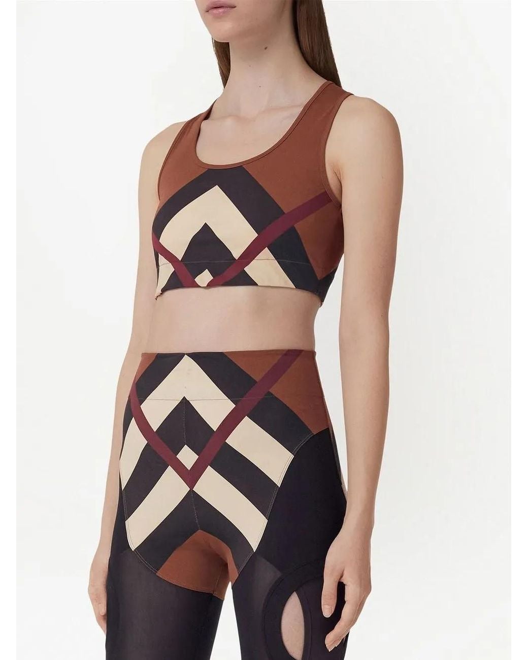 Burberry Brown Chevron Crop Top