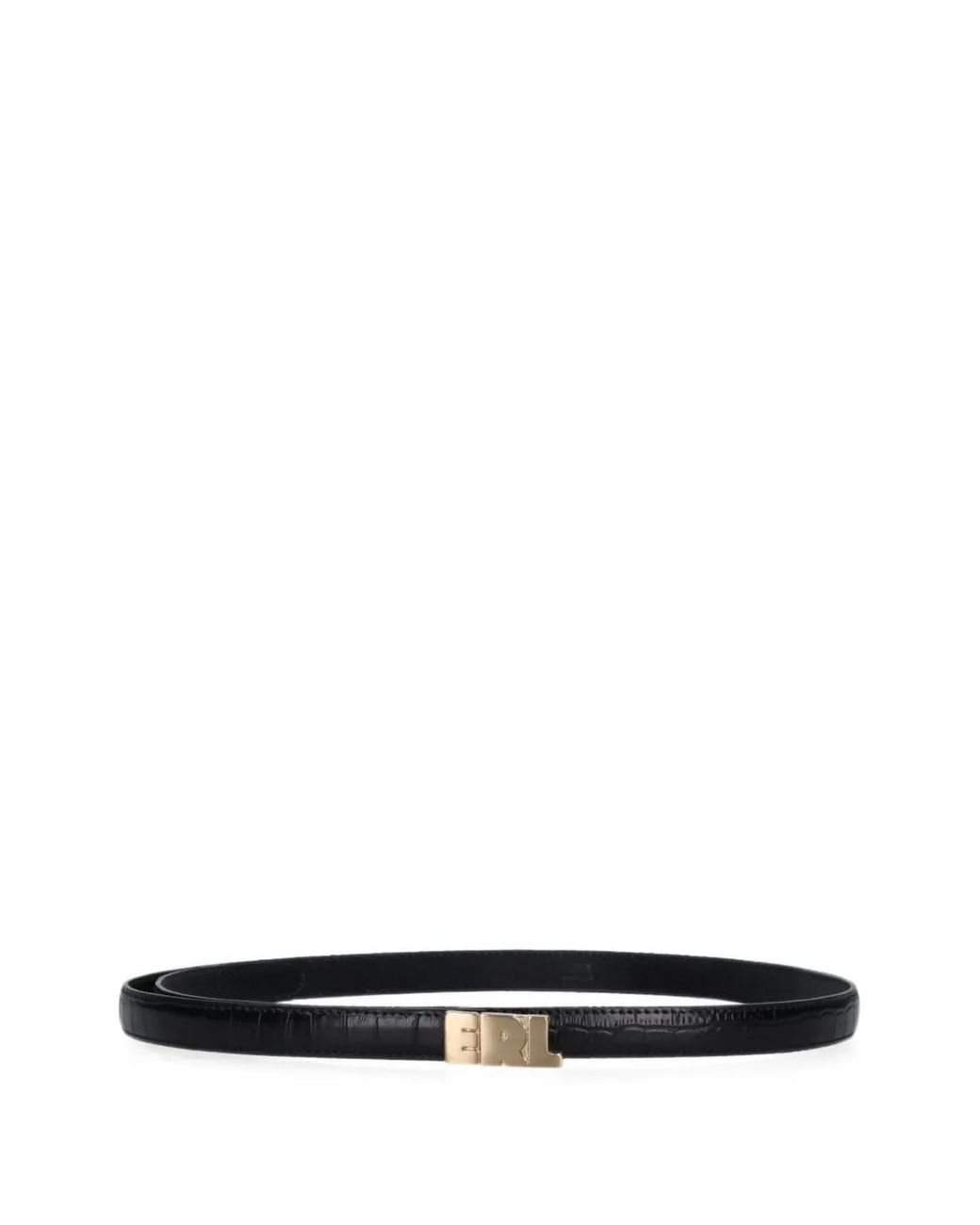 ERL White Croc-Effect Logo-Buckle Belt