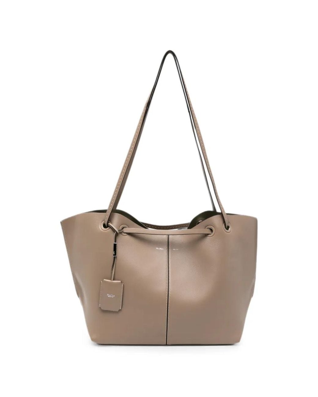 Max Mara Natural Double Nappa Leather Shopper Bag Mud