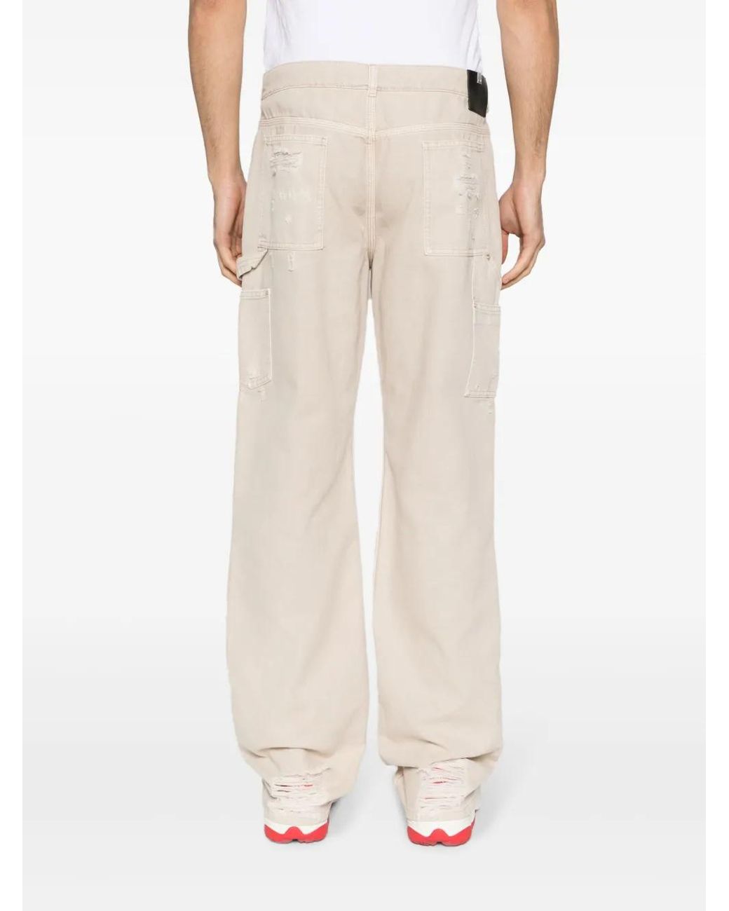 1017 ALYX 9SM Natural Destroyed Canvas Ripped Carpenter Trousers