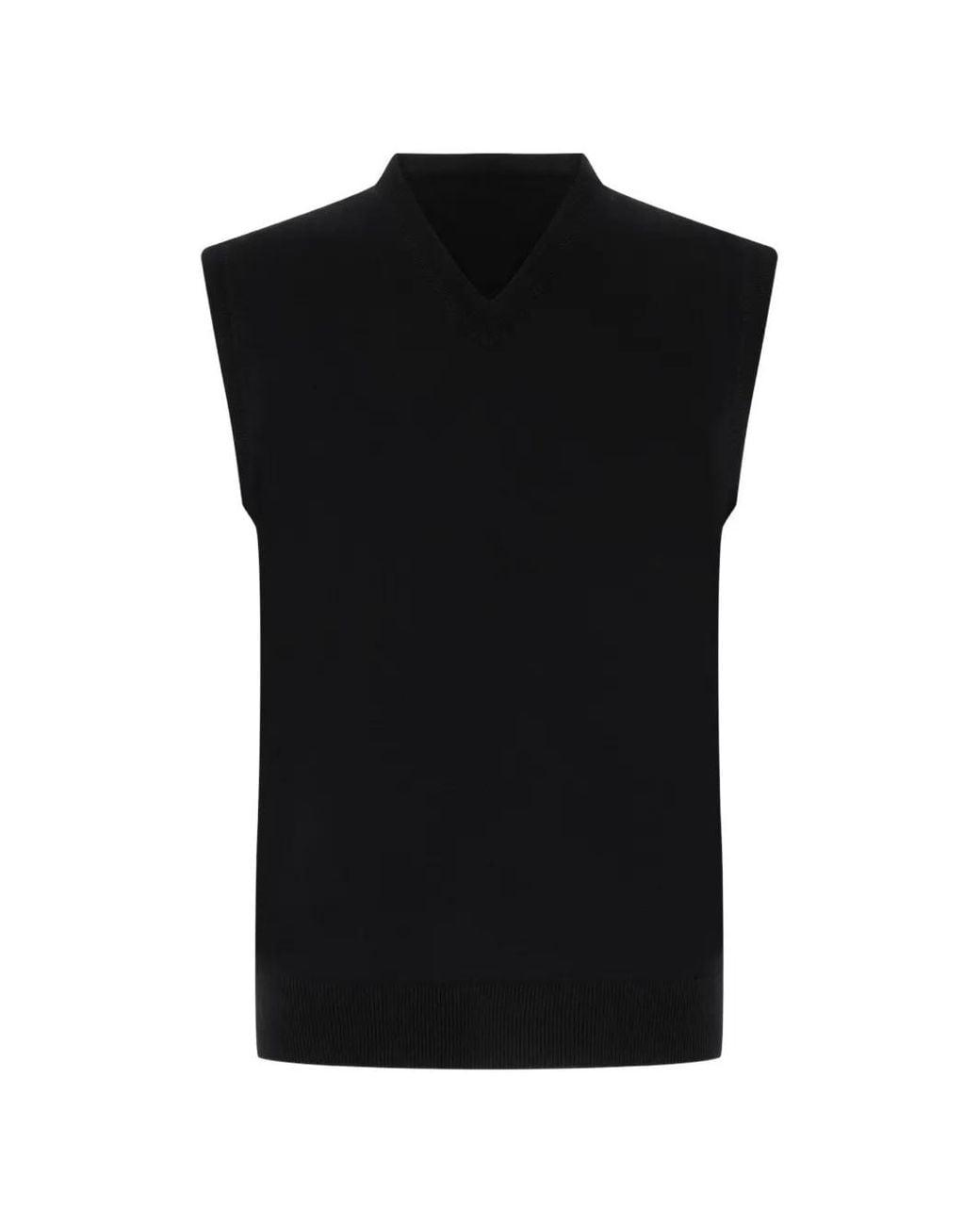 Alpha Studio Black V-Neck Merino Vest for men