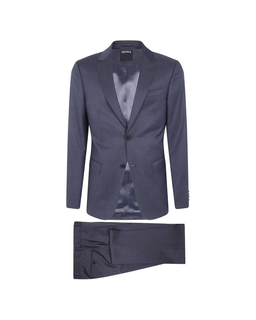 Zegna Blue Single-Breasted Wool Suit for men