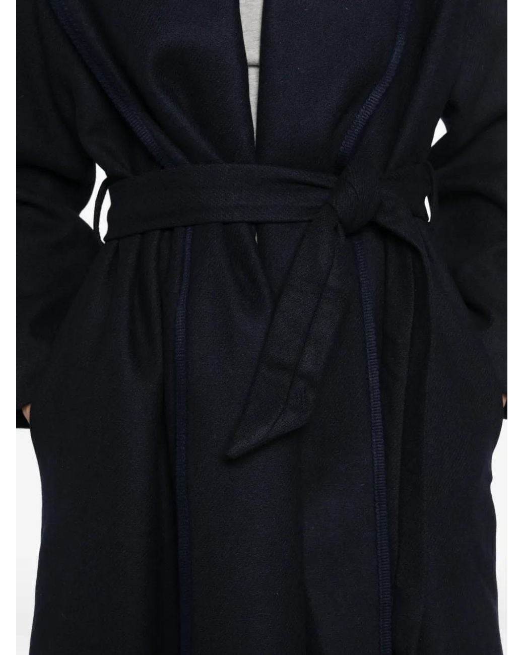 Twinset Black Belted Shawl-Collar Coat