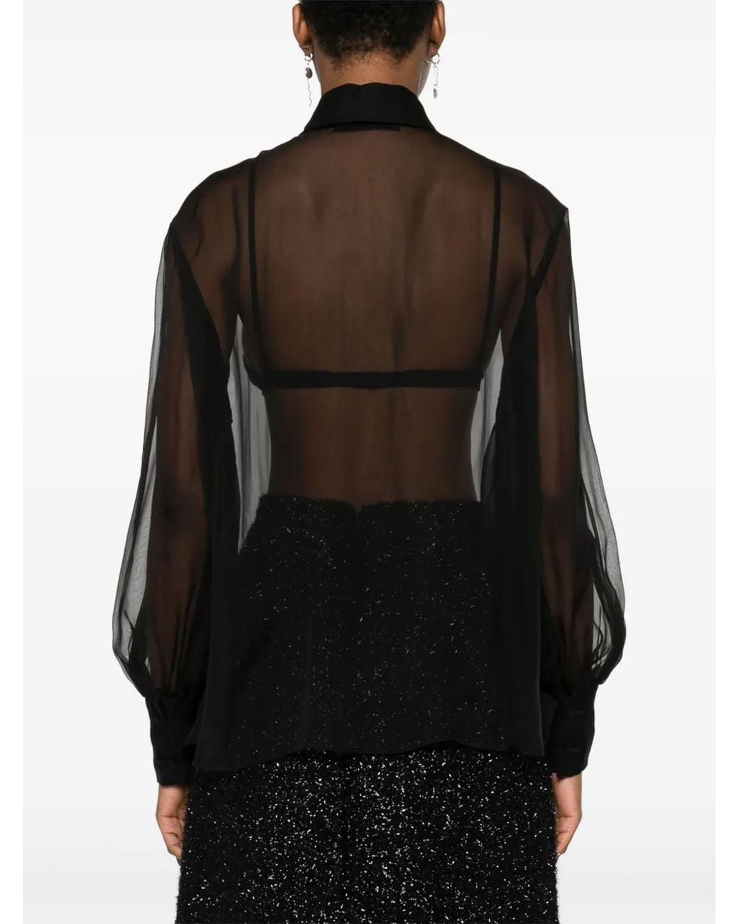 Valentino Garavani Black Scarf-Detail Shirt