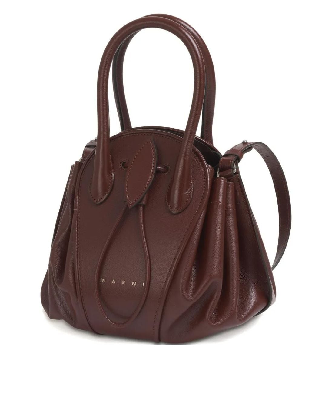 Marni Brown Leather Tulipea Small Handbag