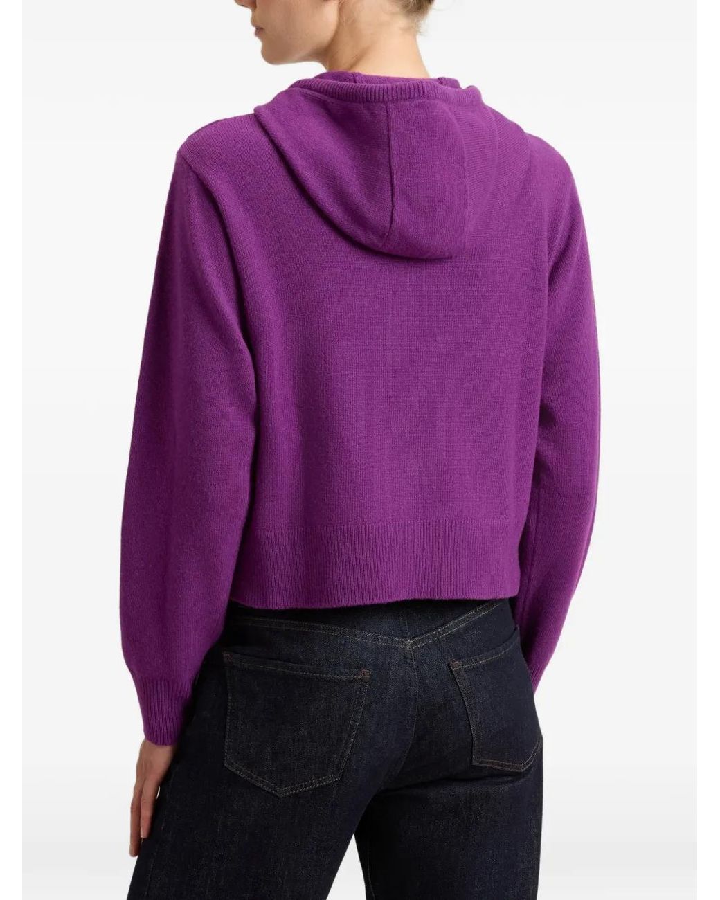 Woolrich Purple Cardigan Zippé À Capuche