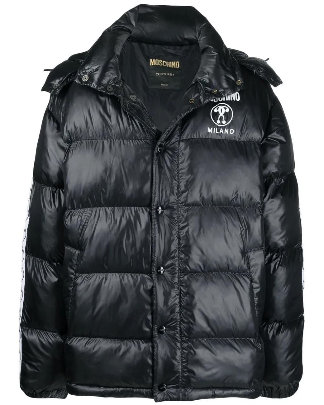 Moschino Black Padded Hooded Coat for men