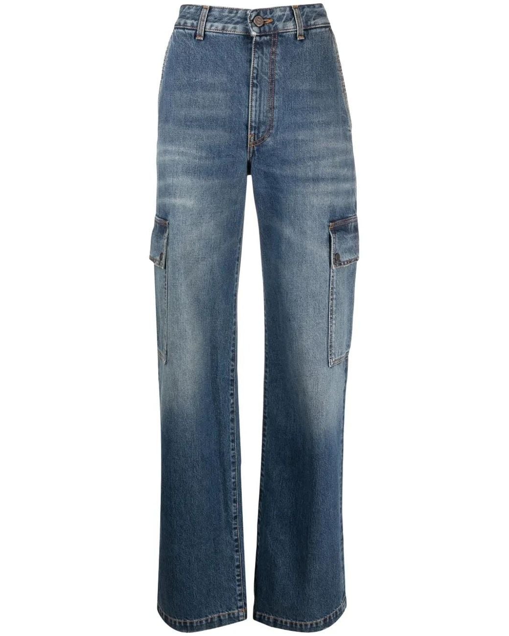 Stella McCartney Blue Cargo-Pockets Straight-Leg Jeans
