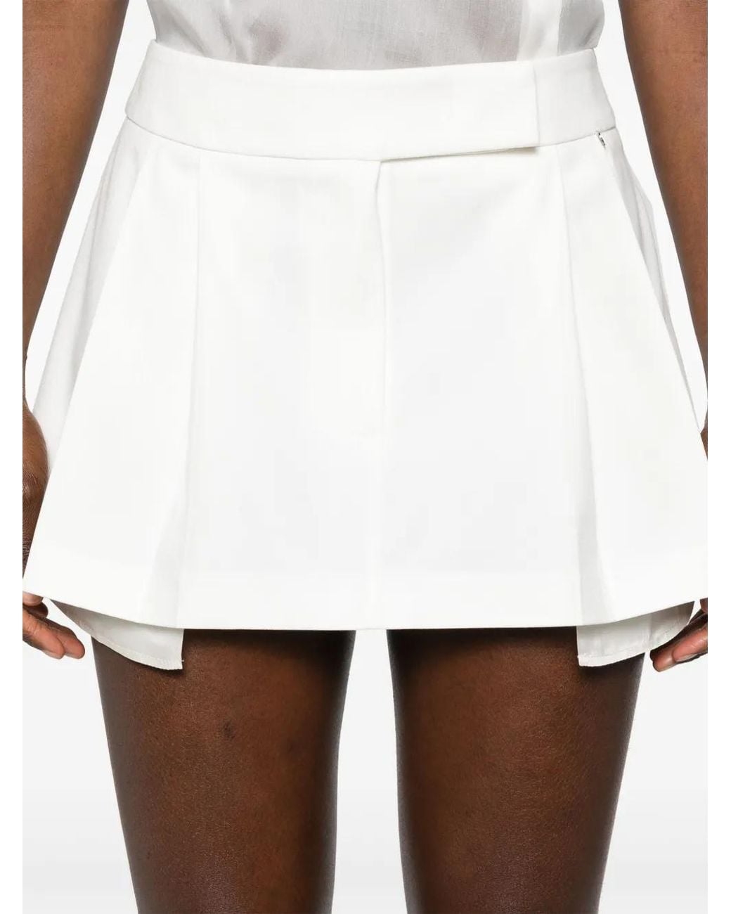 Nissa White Low-Rise Pleated Miniskirt