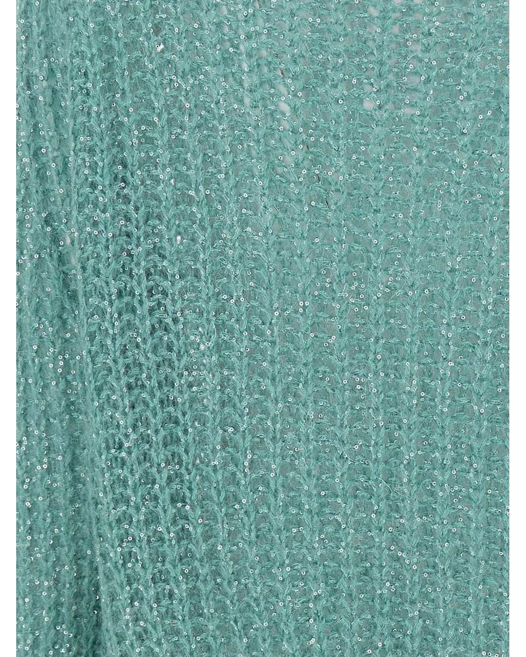 Kaos Blue Sequin-Embellished Openwork Knit
