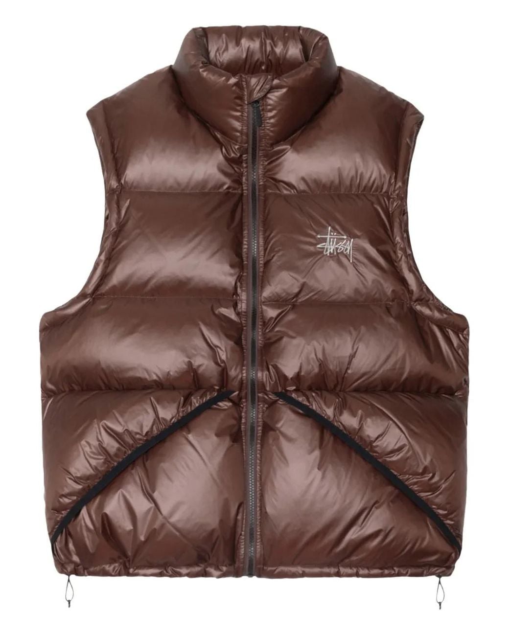 Stussy Brown Padded Zip-Fastening Gilet